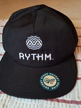 RYTHM Cannabis Snapback Hat Black River Road Secret Stash Hidden Pocket Cap